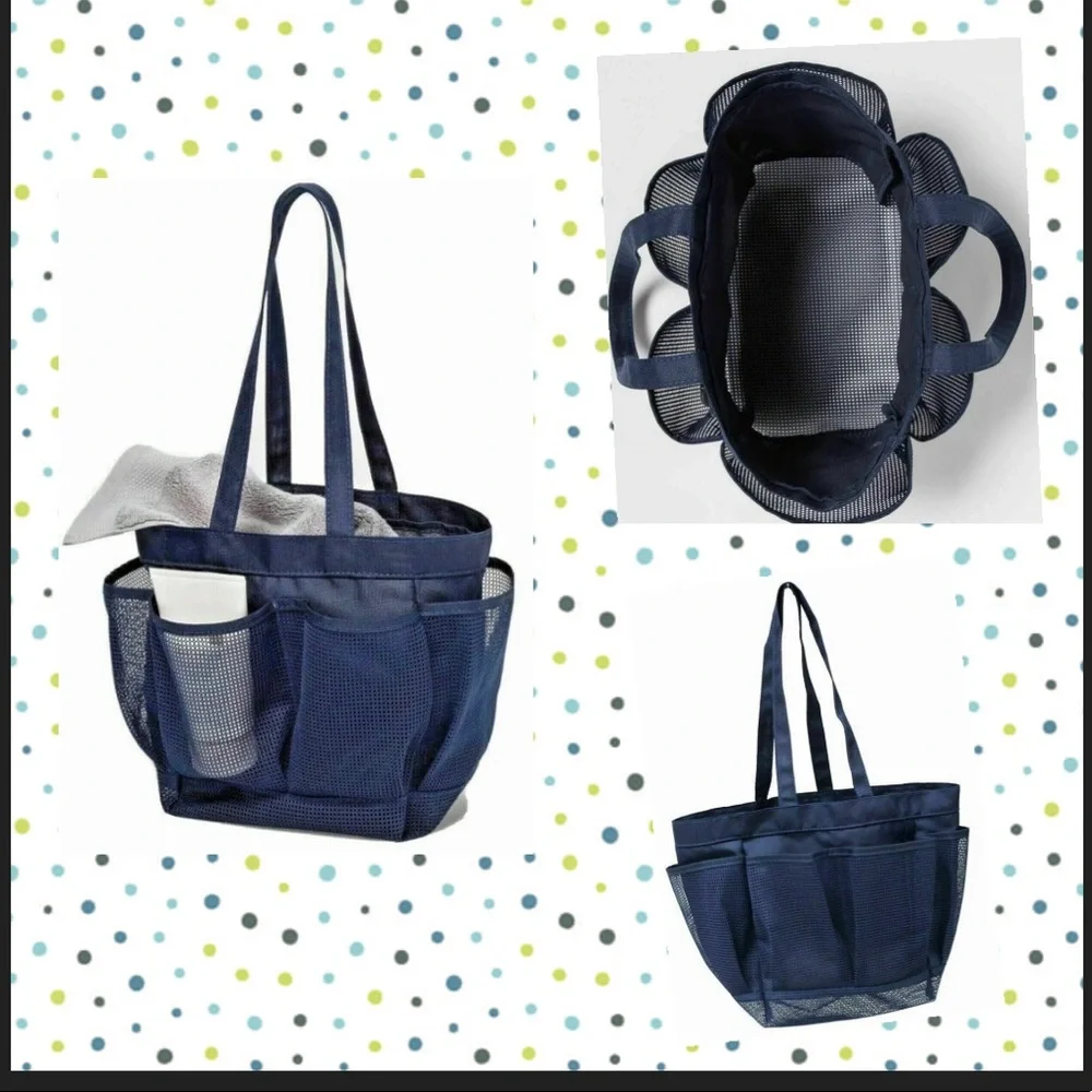 New Room Essentials Navy Blue Shower Caddy Portable Mesh Tote